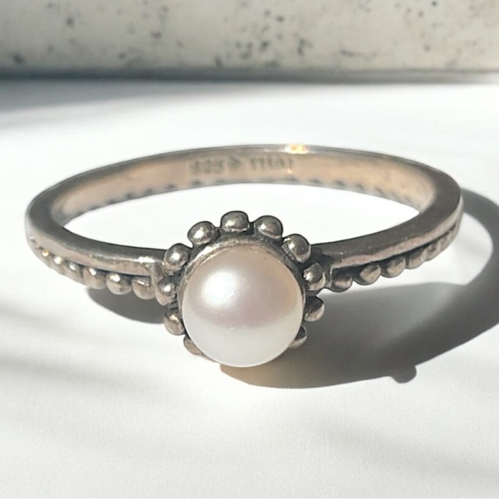 Vintage Silpada Silver Belle Pearl Rope Ring Size 8